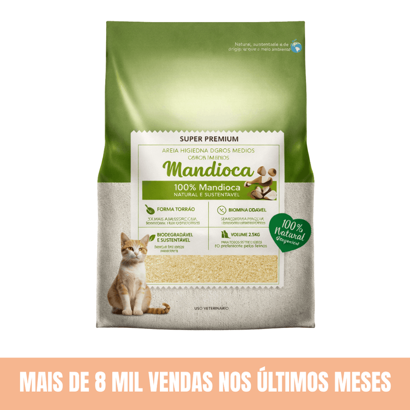 Areia Higiênica Anti Odor Biodegradável para Gatos
