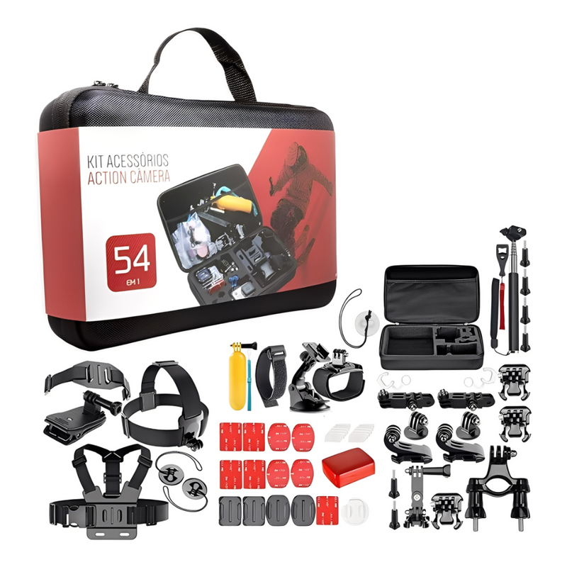 Kit 54 acessórios para câmera esportiva