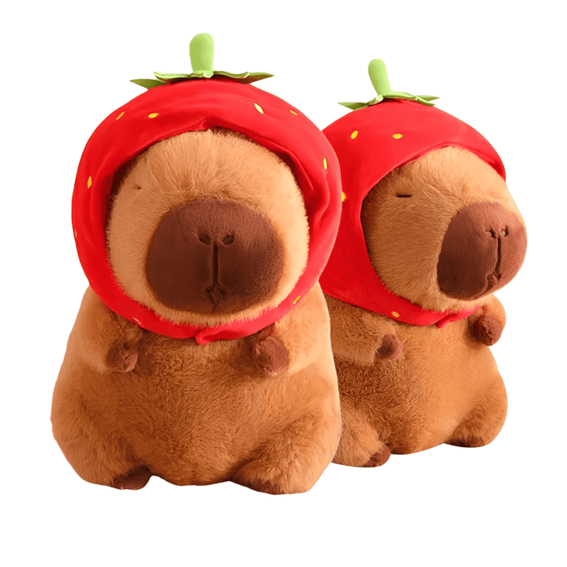 Pelúcia de capivara com touca de morango