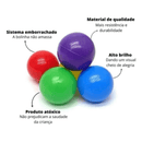 Bolinhas coloridas de plástica anti amasso para piscina c/ 100 unid