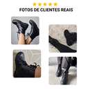 Bota feminina com cano curto de couro ecológico