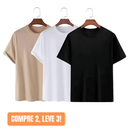 3 Camiseta de algodão básicas unissex - Compre 2, Leve 3