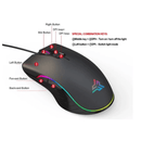 Mouse gamer pro RGB USB com sensor de alta precisão