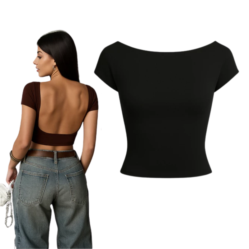 Cropped de tecido duplo com costas nua