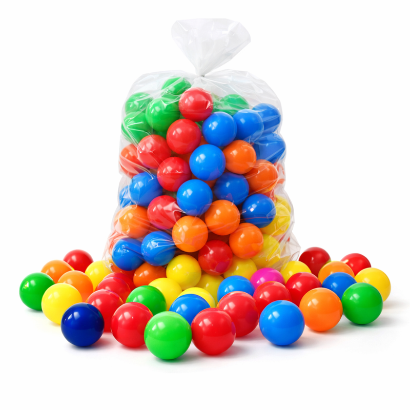 Bolinhas coloridas de plástica anti amasso para piscina c/ 100 unid